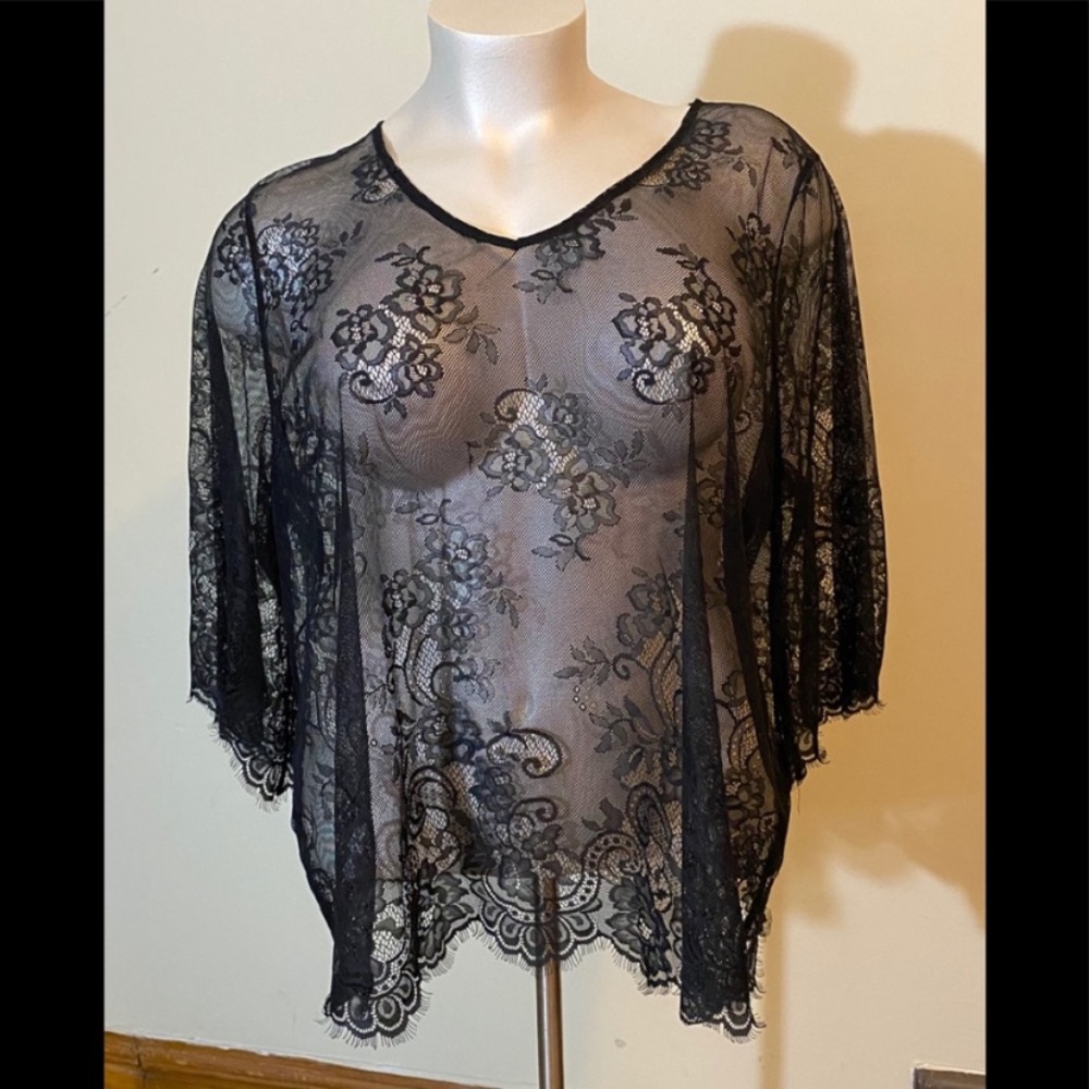 Black sheer lace top